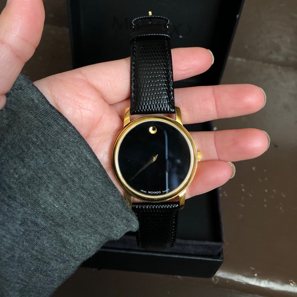 Movado Sapphire Crystal Leather Watch